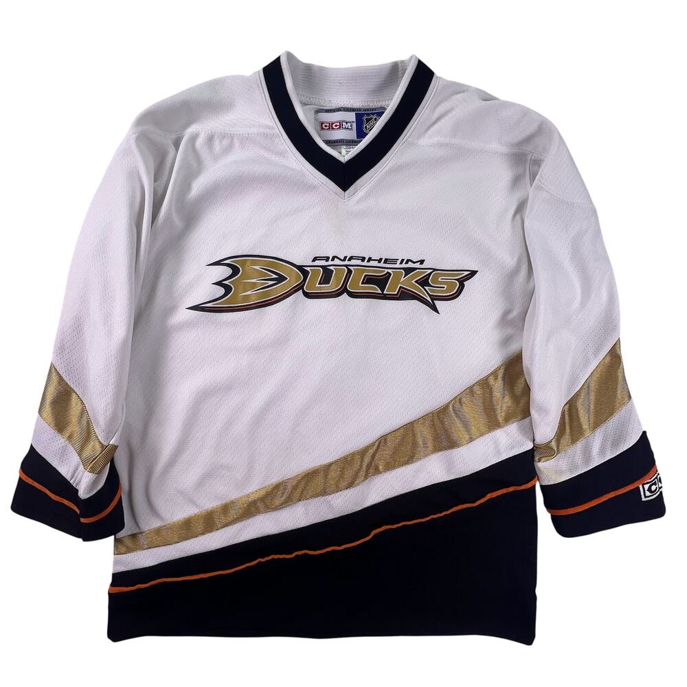 Vintage CCM Anaheim Ducks Jersey Youth L XL White NHL Hockey 2006 2007 Away Fan